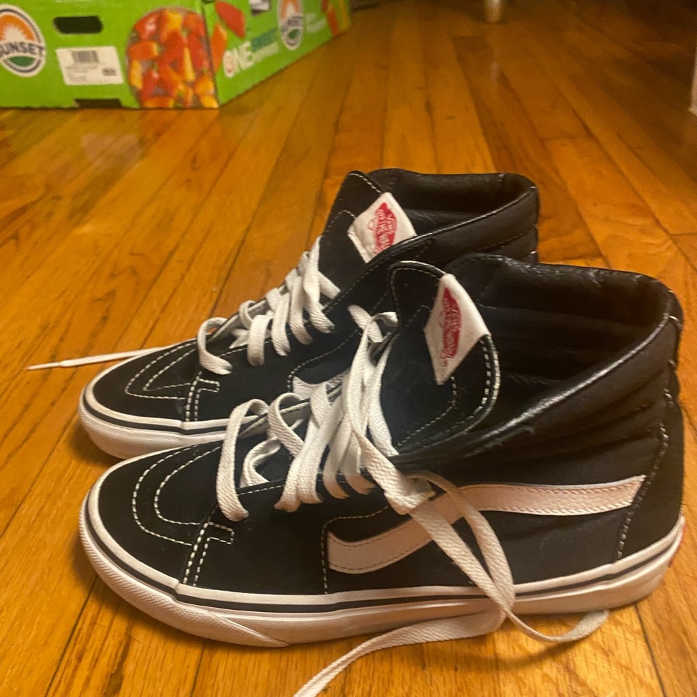 Black and White hi top vans